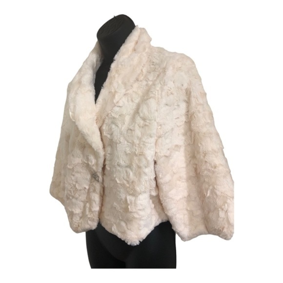 Cream Ivory faux fur capelet bolero jacket new size 2X new - Picture 4 of 16
